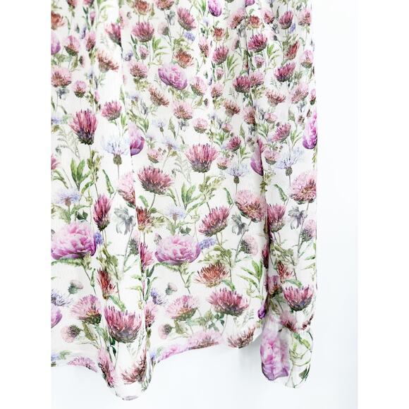 Ted Baker Luceal Ivory Pink Thistle Floral Print Long Sleeve Blouse Size 4/Large - Picture 7 of 7